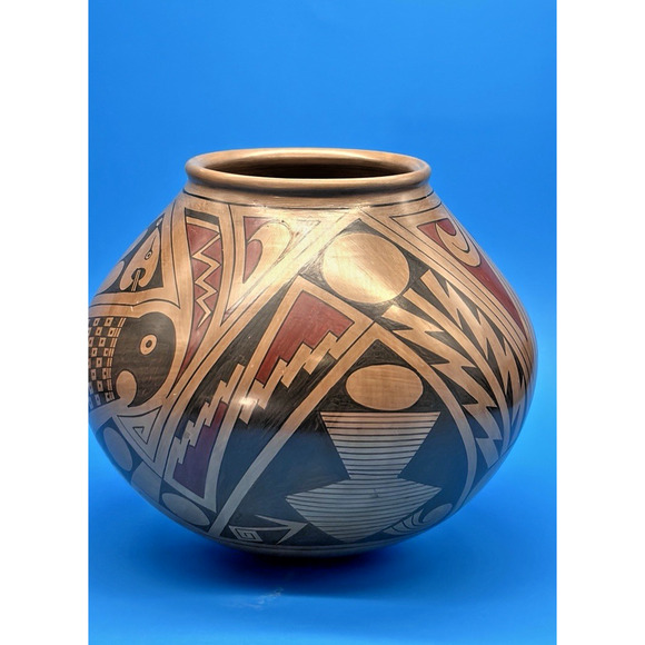 Andrea Villalba Signed Pottery MataOrtiz Polychrome HandPainted Geometric Animal - Picture 16 of 16